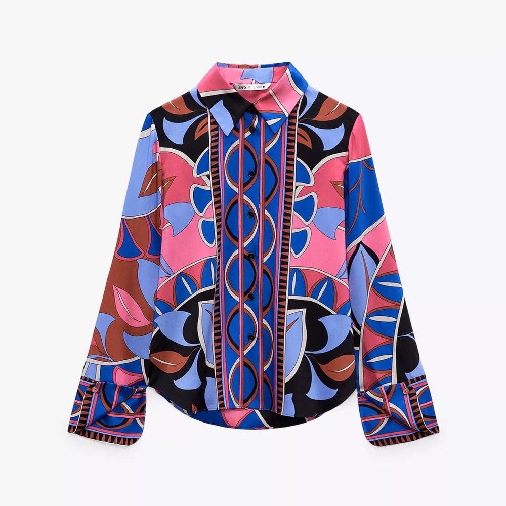 Zara Multicolor Abstract Long Sleeve Shirt